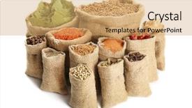  Presentation with spices - Colorful PPT theme enhanced with grain group - spices in sacking bags backdrop and a coral colored foreground