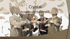  Presentation with four anchors - Presentation having banknotes falling over four businessmen background and a soft green colored foreground