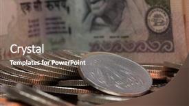  Presentation with india - PPT theme consisting of banking india - closeup on a 1 rupee background and a gray colored foreground