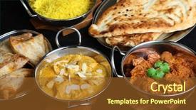  Presentation with indian food - Colorful PPT theme enhanced with indian curries and accompaniments backdrop and a tawny brown colored foreground
