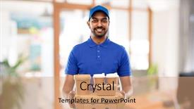  Presentation with south indian food - Slide deck featuring indian delivery man with food background and a coral colored foreground