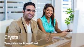  Presentation with employees working together - Slide deck enhanced with indian design - smiling partners working together background and a coral colored foreground