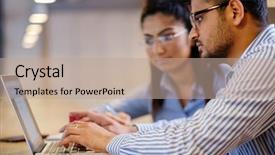  Presentation with coworking - Presentation theme having indian design - young specialists in coworking office background and a coral colored foreground