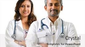  Presentation with indian team - Slide set consisting of indian doctors or medical team background and a light gray colored foreground
