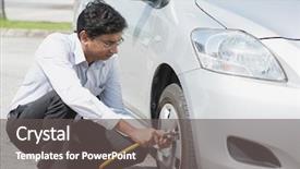  Presentation with tires - Slides featuring indian driver checking air pressure background and a dark gray colored foreground