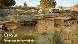  Presentation with well - Slide set consisting of indian dwellings near montezuma well background and a tawny brown colored foreground