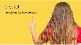  Presentation with finger - Presentation design with indian election - young beautiful woman wearing casual background and a yellow colored foreground