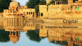  Presentation with india - Cool new PPT layouts with gadisagar lake jaisalmer india backdrop and a gold colored foreground