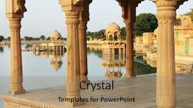  Presentation with india - Beautiful slide set featuring gadisagar lake jaisalmer india backdrop and a coral colored foreground