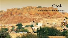  Presentation with india fort - Slide set featuring sunset light rajasthan india background and a yellow colored foreground