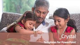  Presentation with home schooling - Presentation featuring indian family at home asian background and a coral colored foreground