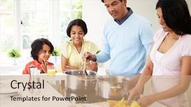  Presentation with family and home love concept - Audience pleasing slide set consisting of indian family cooking meal backdrop and a coral colored foreground