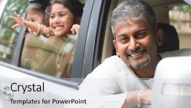  Presentation with parent children - Colorful presentation design enhanced with indian family sitting in car backdrop and a lemonade colored foreground