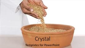  Presentation with clay - Cool new presentation design with indian farmer - man pouring wheat backdrop and a coral colored foreground