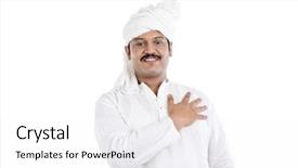  Presentation with man heart attact hand hold - Presentation theme with indian farmer - portrait of a man background and a white colored foreground