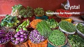  Presentation with india - Slide set enhanced with indian farmer - vegetables for sale background and a tawny brown colored foreground