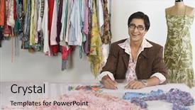  Presentation with tailor store - Presentation theme featuring indian fashion - portrait of a tailor working background and a coral colored foreground