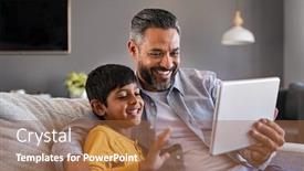  Presentation with eastern - Beautiful PPT theme featuring indian-father-and-smiling-son backdrop and a red colored foreground