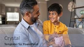  Presentation with teaching - Presentation having indian-father-and-smiling-son background and a light blue colored foreground