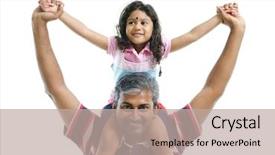  Presentation with daughter - PPT theme consisting of indian father piggyback her daughter background and a mint green colored foreground