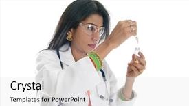  Presentation with scientific research flask pipette - Colorful PPT layouts enhanced with indian female scientific researcher holding backdrop and a white colored foreground