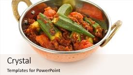  Presentation with okra - Presentation design consisting of indian food - bhindi masala okra curry background and a lemonade colored foreground