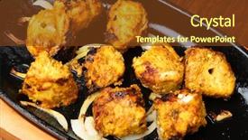  Presentation with food chicken - PPT layouts featuring indian food - chicken tikka in authentic cast-iron background and a tawny brown colored foreground