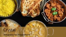  Presentation with indian food - Presentation theme featuring indian food selection background and a gold colored foreground