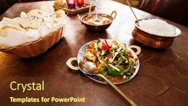  Presentation with indian restaurant - Beautiful slide set featuring indian-food-served-at-table backdrop and a tawny brown colored foreground