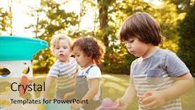  Presentation with young children playing - Slide deck featuring indian games - group of young children playing background and a yellow colored foreground