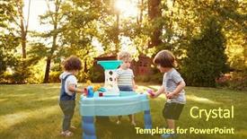  Presentation with young children playing - PPT theme featuring indian games - group of young children playing background and a tawny brown colored foreground