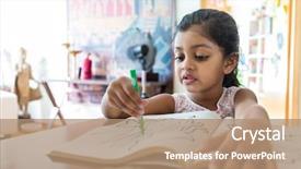  Presentation with indian - Presentation theme enhanced with indian games - little girl drawing at home background and a coral colored foreground