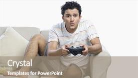  Presentation with video game - Presentation design enhanced with indian games - man playing video game background and a gray colored foreground
