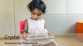  Presentation with indian helicopter - Slide set having indian girl reading on tablet background and a coral colored foreground