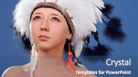  Presentation with indian feathers - Slide set consisting of indian girl with feathers head background and a ocean colored foreground