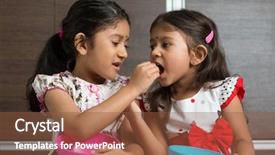  Presentation with indian food - PPT theme with indian girls sharing food murukku background and a tawny brown colored foreground