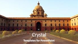  Presentation with india government - Presentation theme featuring indian government buildings raj path background and a tawny brown colored foreground
