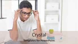  Presentation with headache - Presentation design with indian guy having headache background and a coral colored foreground