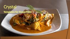  Presentation with grouper - PPT layouts enhanced with indian hotel food - fried grouper fish with red background and a tawny brown colored foreground