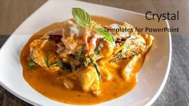  Presentation with grouper - Audience pleasing presentation consisting of indian hotel food - fried grouper fish with red backdrop and a coral colored foreground