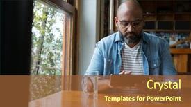  Presentation with man relaxing on massage table - Beautiful slide deck featuring indian hotel food - man using digital tablet backdrop and a tawny brown colored foreground