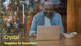  Presentation with object detection using deep neural networks - Colorful slide set enhanced with indian hotel food - man using laptop in caf backdrop and a tawny brown colored foreground