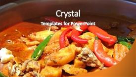  Presentation with indian food chicken curry dish - Presentation theme having indian hotel food - spicy chicken curry with potatoes background and a tawny brown colored foreground