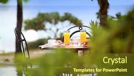  Presentation with resort - Audience pleasing slide set consisting of indian hotel food - view of breakfast table backdrop and a  colored foreground