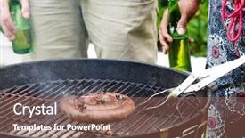  Presentation with summer outdoor bbq grill party - Slide set featuring indian independence day - friends having beers background and a violet colored foreground