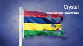  Presentation with indian independence day - PPT layouts enhanced with indian independence day - torn flag of mauritius flying background and a ocean colored foreground