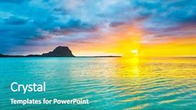  Presentation with island sunset - Cool new PPT layouts with indian islands - amazing view of le morne backdrop and a teal colored foreground