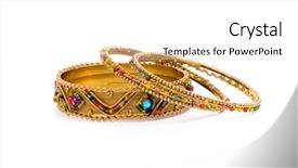  Presentation with gold food white - Slides featuring indian jewelry - three golden bracelets isolated background and a  colored foreground