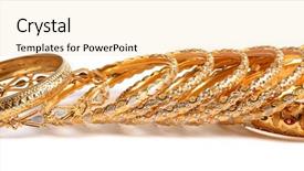  Presentation with pearls - Slides consisting of indian jewelry - traditional middle eastern-style gold bracelets background and a lemonade colored foreground