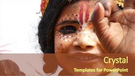  Presentation with varanasi - Presentation theme having indian kid dressing like god background and a tawny brown colored foreground